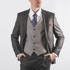 Alex Pinstripe Suit Charcoal