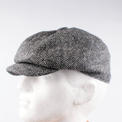 The Victor Hat Black Herringbone Tweed